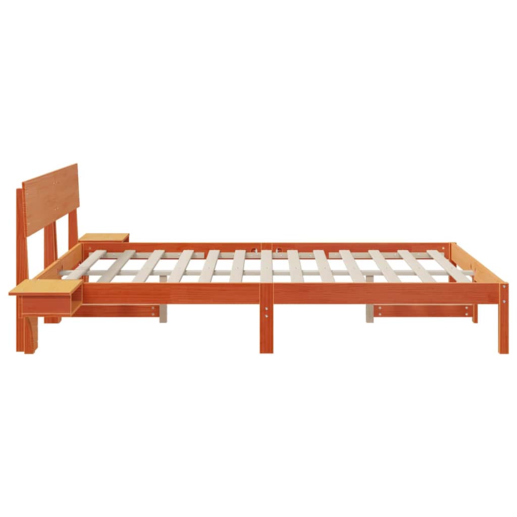 Bettgestell mit Nachttischen Wachsbraun Massivholz Kiefer